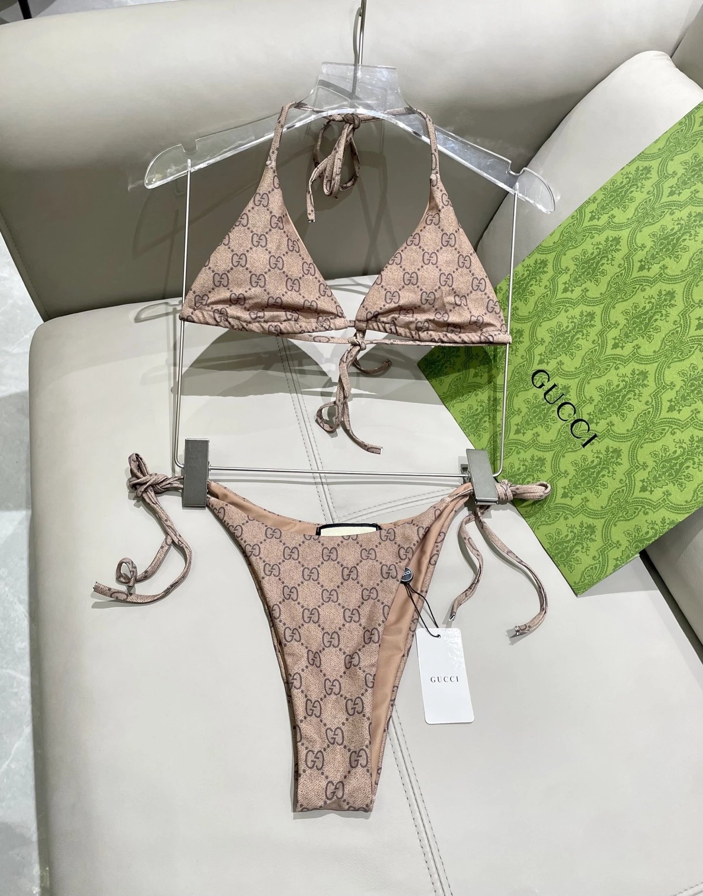 Gucci Swimwear Two-Piece Bikini Set — Khaki