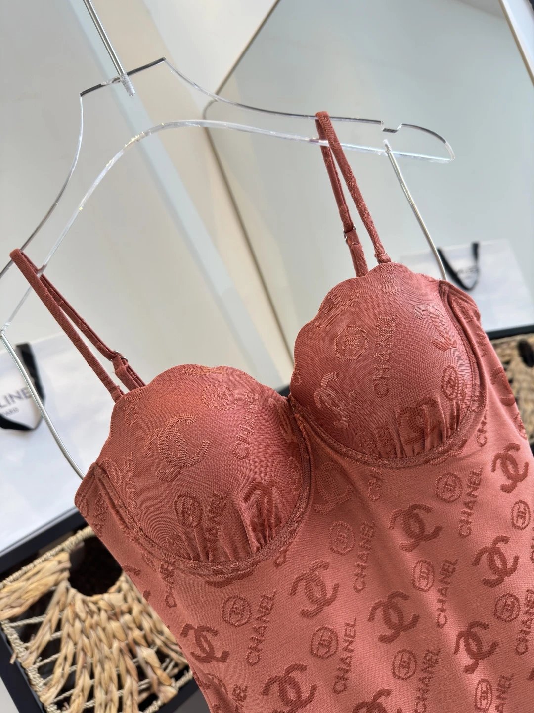 Chanel Swimwear Jacquard logo print padded underwire one-piece swimsuit image 5
