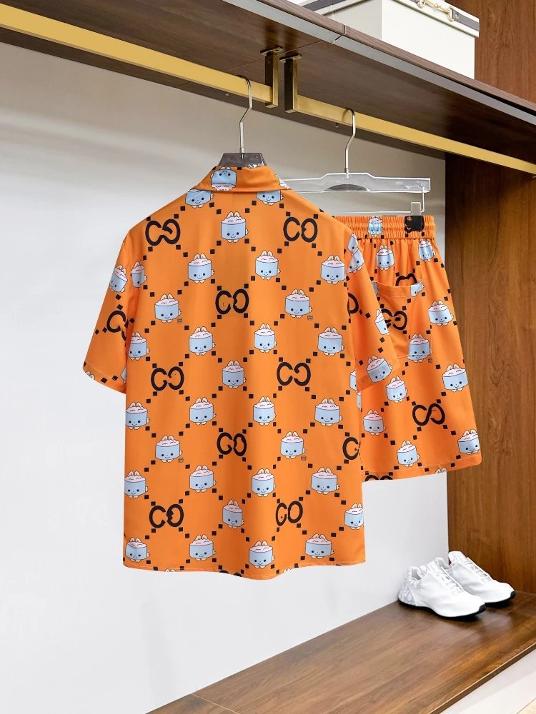 Unbranded Matching Sets Short-Sleeve Button-Front Printed Shirt and Shorts Set image 3