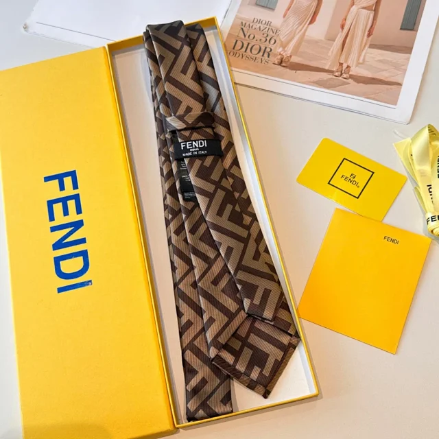 Fendi Ties FF Logo Jacquard Tie product detail image 3