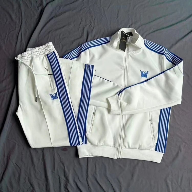 Needles Tracksuits N 248 striped embroidered zip-up tracksuit — N 248 white