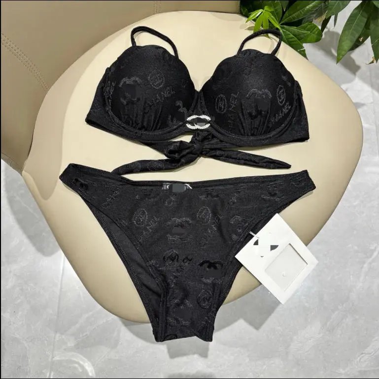Chanel Swimwear Jacquard logo print padded underwire one-piece swimsuit — 2