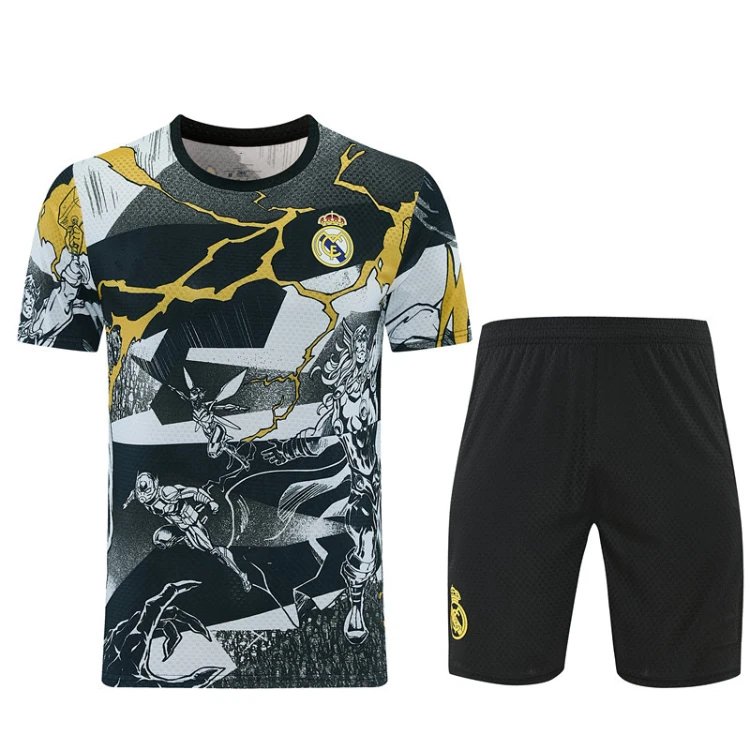 Unbranded Football Jerseys Short-Sleeve Jersey and Shorts Set — SKU-05-26 Real Madrid Black and White Short-Sleeve Set