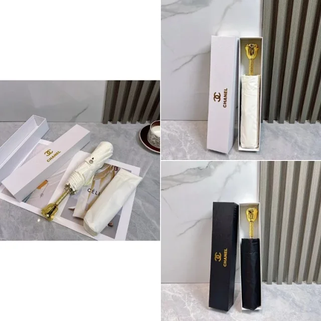 Chanel Uncategorized Three-fold sun umbrella with rose-shaped handle product detail image 1