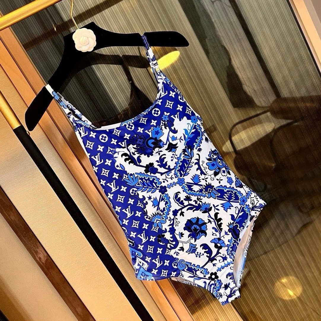 Louis Vuitton Swimwear One-Piece Monogram Swimsuit with Spaghetti Straps — 10