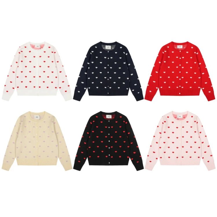 AMI Knitwear Heart Jacquard Button Cardigan image 1