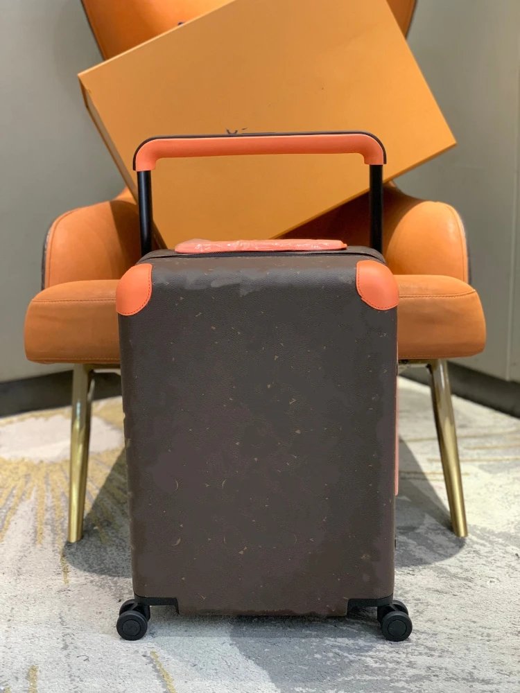 Unbranded Travel Bags Four-wheel hard-shell trolley suitcase with telescopic handle — Old flower orange