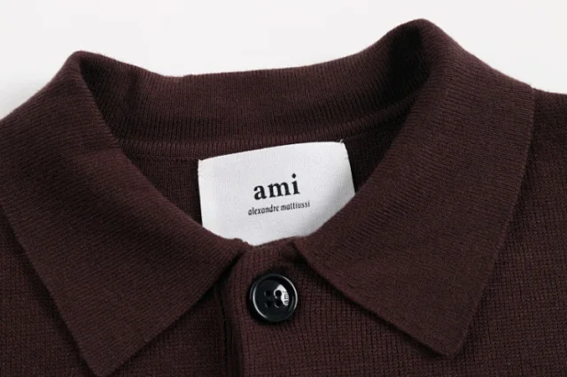 AMI Paris Knitwear de Cœur Polo Collar Knit Sweater product detail image 9