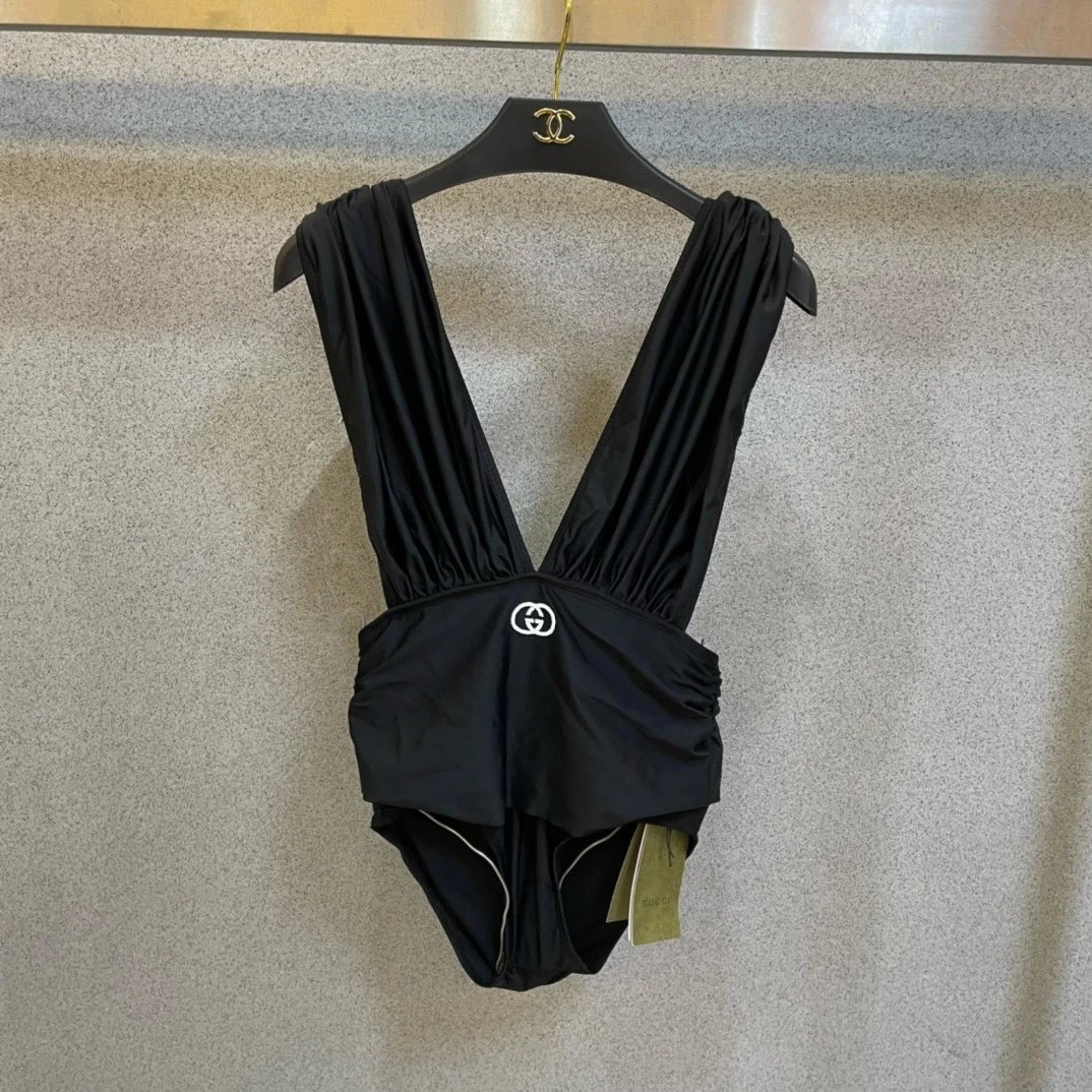 Gucci Swimwear 6461 Deep-V Ruched One-Piece Swimsuit image 3