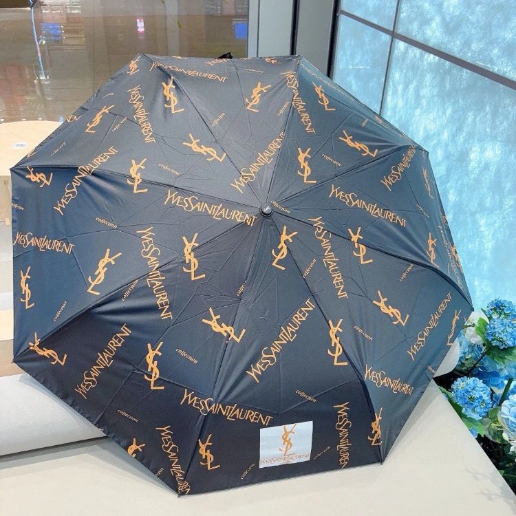 Yves Saint Laurent Uncategorized Three-Fold Automatic Folding Logo-Print Umbrella — 01