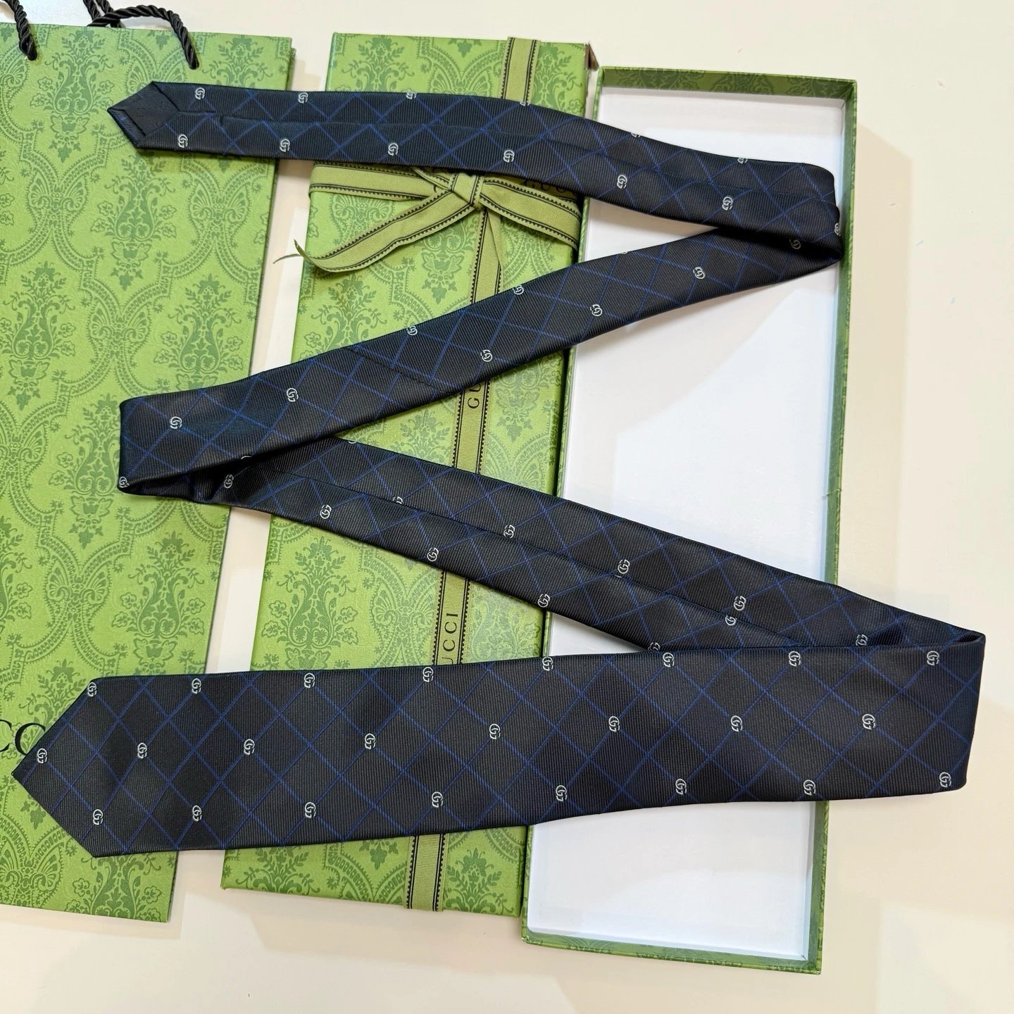 Gucci Ties GG Logo Check Pattern Tie image 6