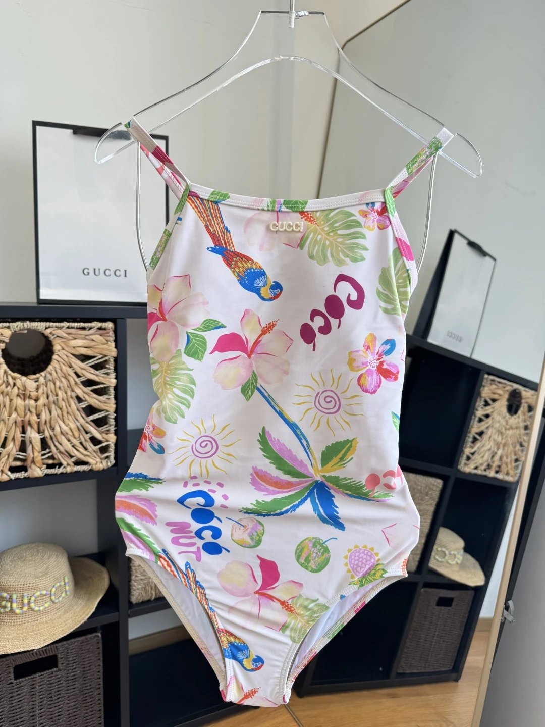 Gucci Swimwear One-Shoulder Cutout One-Piece Swimsuit — white
