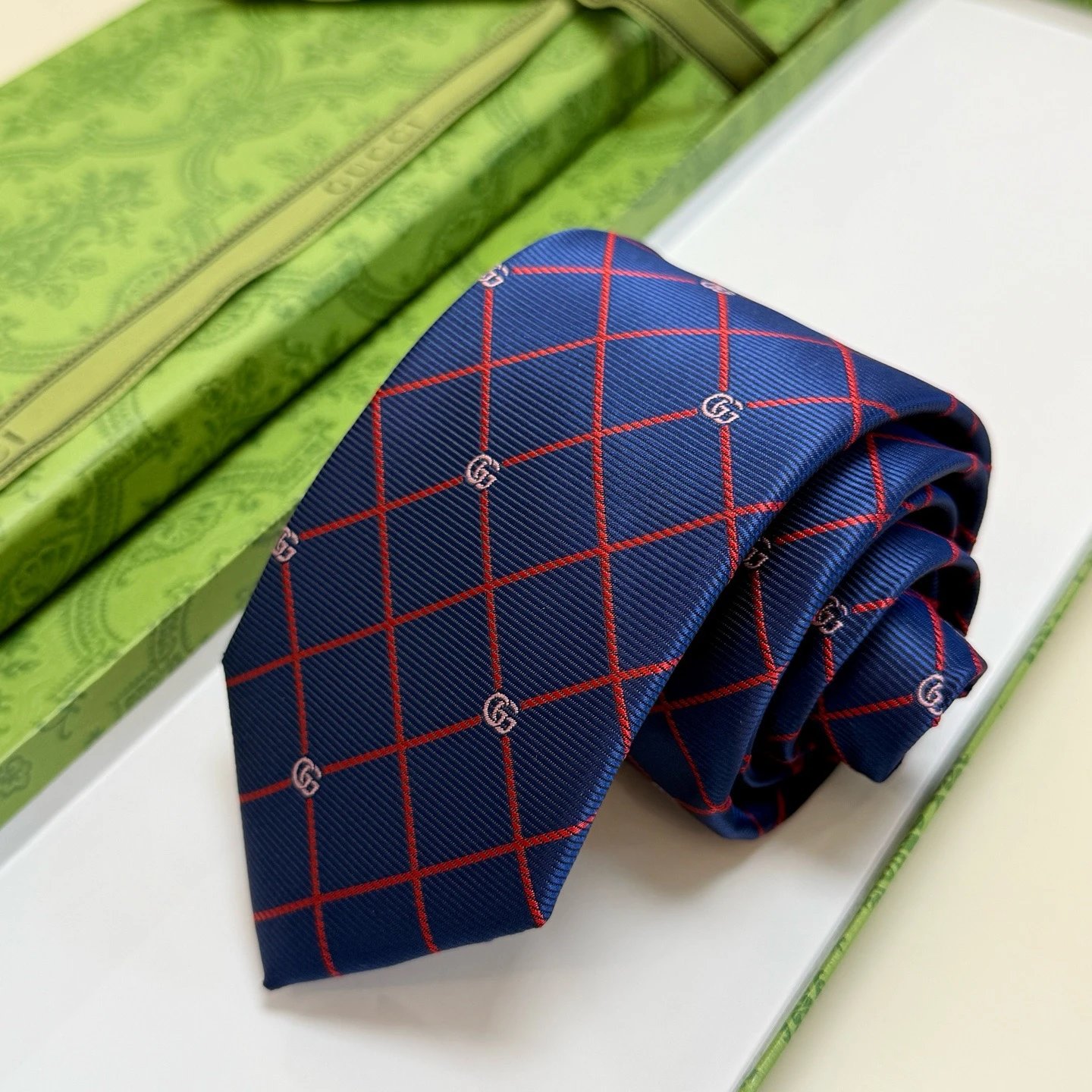 Gucci Ties GG Logo Check Pattern Tie — 03