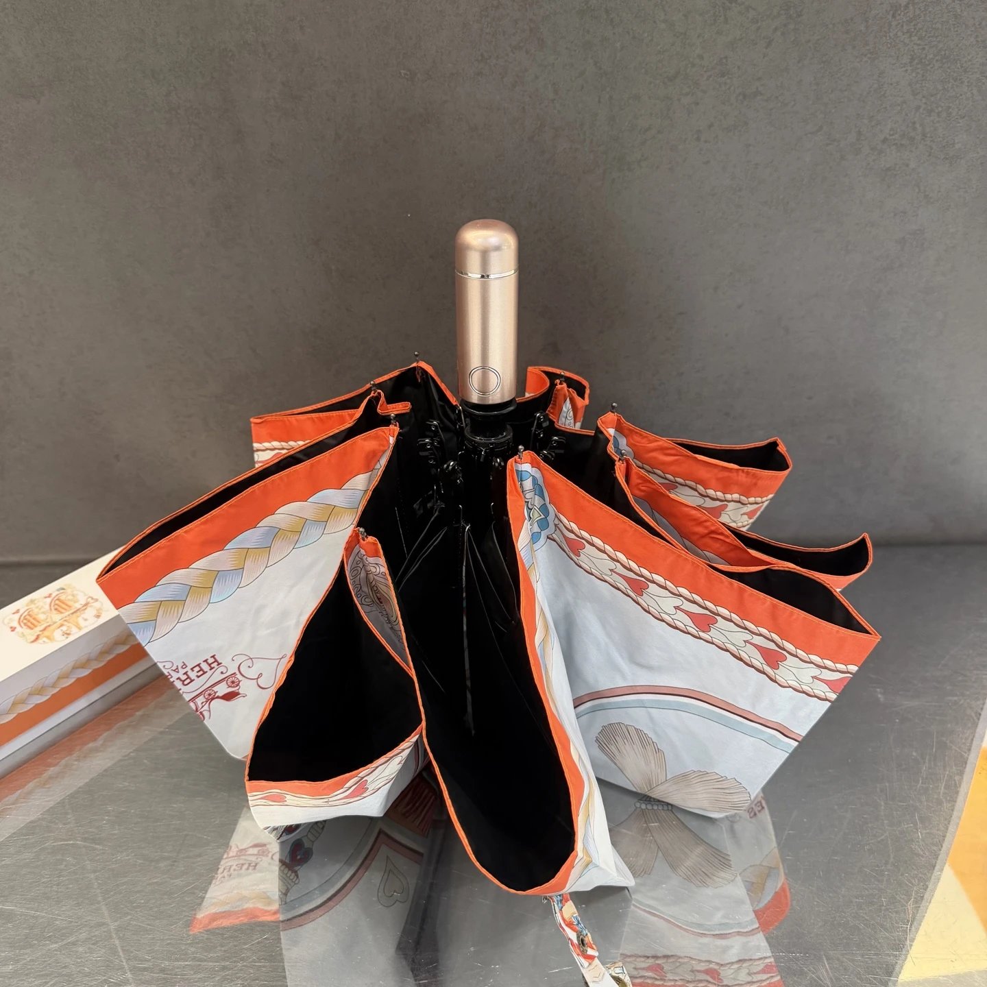Hermès Uncategorized Equestrian Horse Print Folding Umbrella image 4