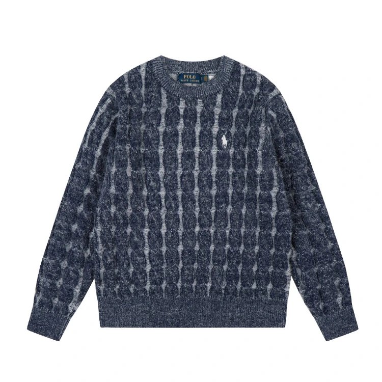 Polo Ralph Lauren Knitwear Cable-Knit Crewneck Sweater — SKU-05-Navy White