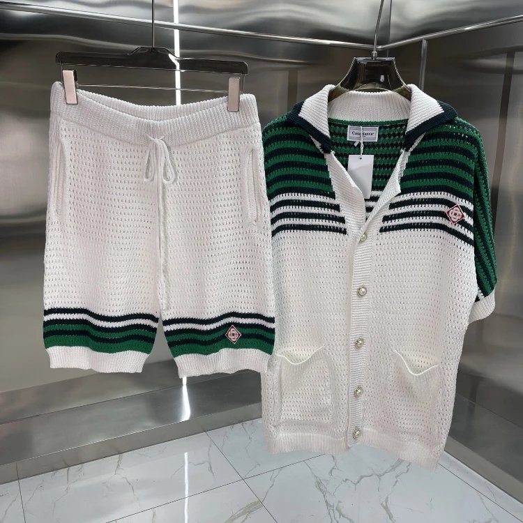 Casablanca Matching Sets Knitted short-sleeve polo or cardigan and shorts set image 5