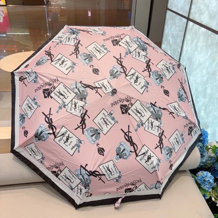Yves Saint Laurent Uncategorized Three-Fold Automatic Folding Logo-Print Umbrella — 02