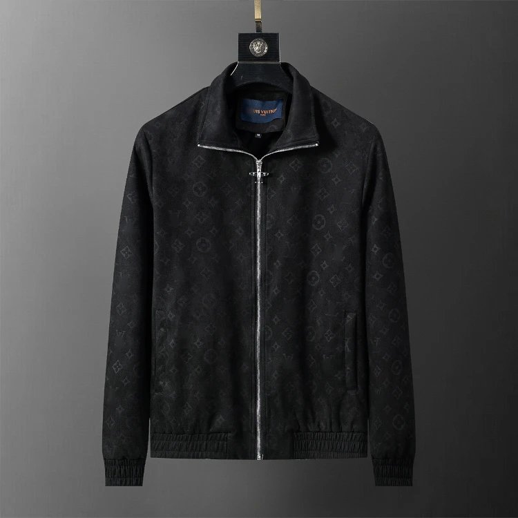 Dolce & Gabbana Jackets Monogram Zip-Front Jacket — SKU-23-Black 56042 (Leather Suede)