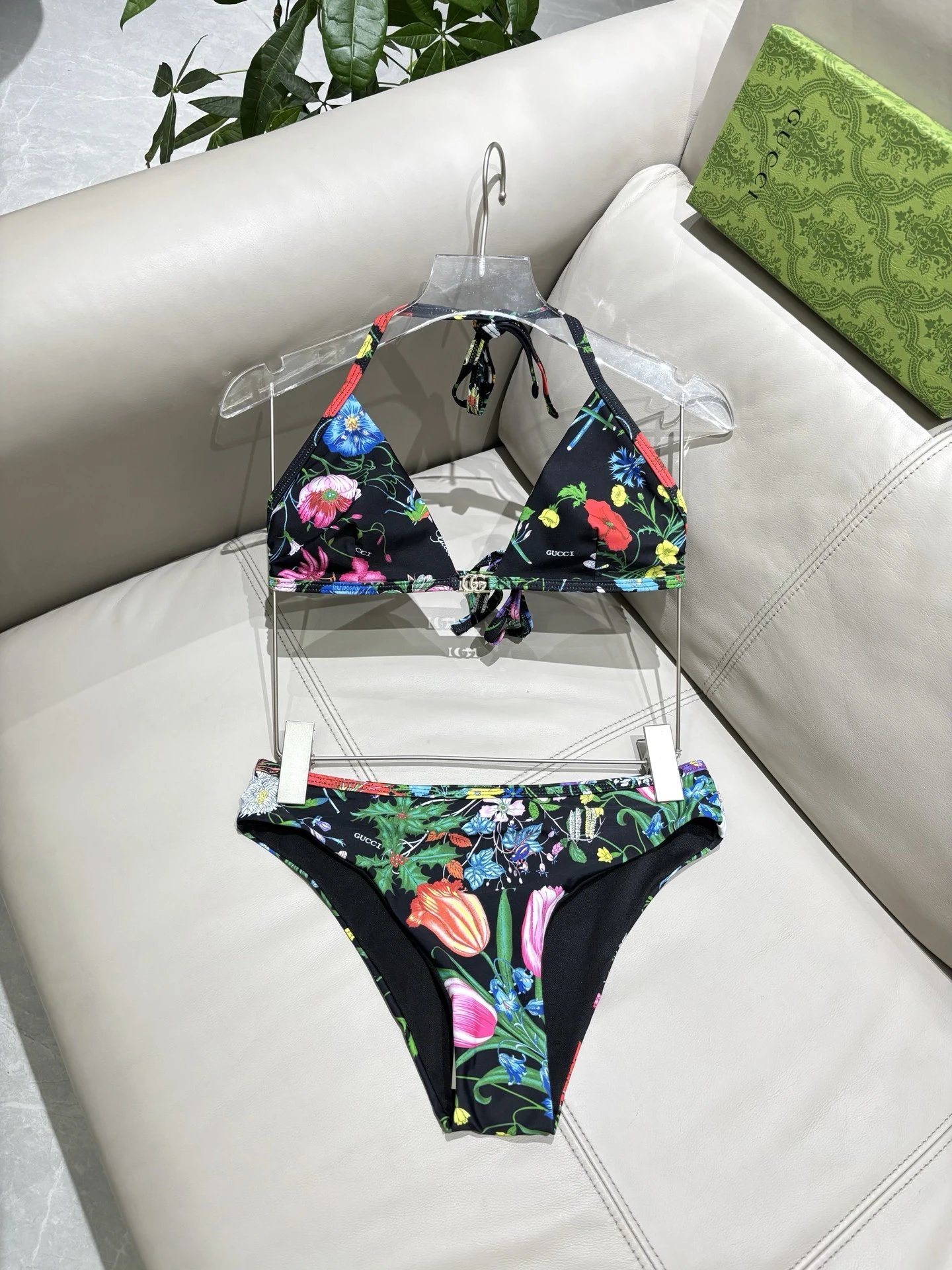 Gucci Swimwear Two-Piece Bikini Set — Black flower