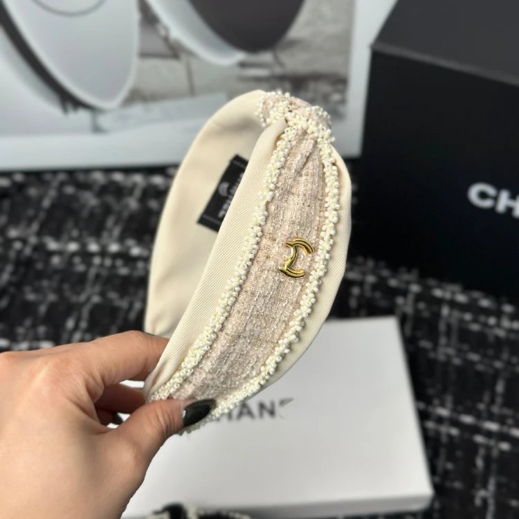 Chanel Uncategorized Tweed and pearl-trim wide headband image 5