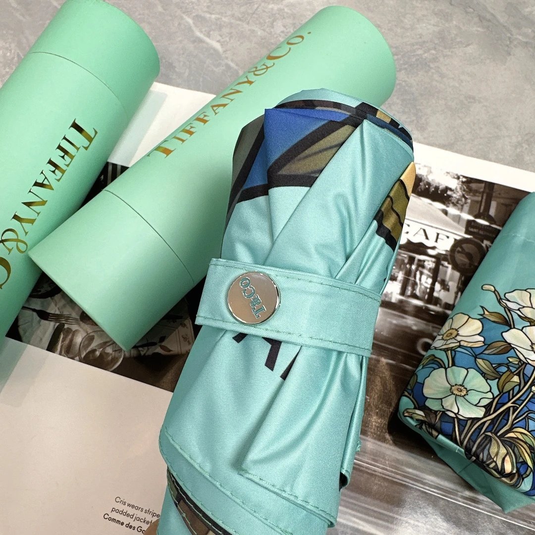 Tiffany & Co. Uncategorized Five-fold folding floral-print umbrella image 2