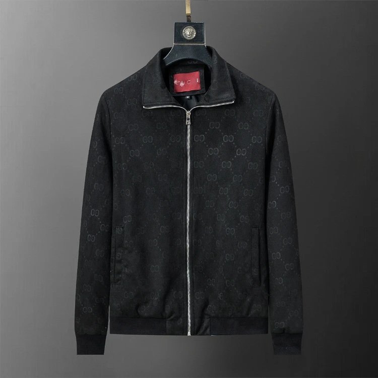 Dolce & Gabbana Jackets Monogram Zip-Front Jacket — SKU-31-Black 56046 (Leather Suede)