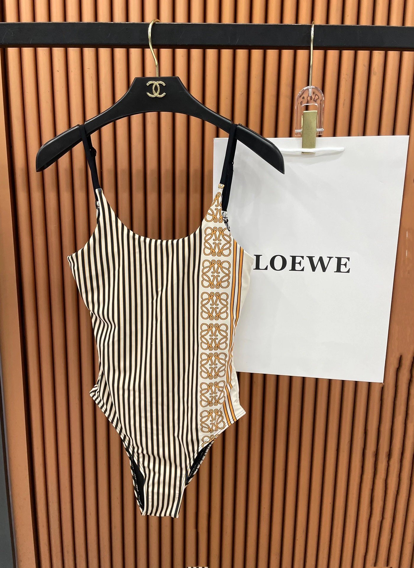 Loewe Swimwear One-Piece Swimsuit — Brown stripes