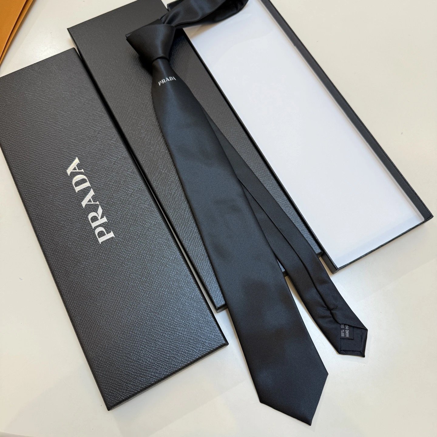 Prada Ties Logo-Embroidered Ribbed Silk Tie image 2