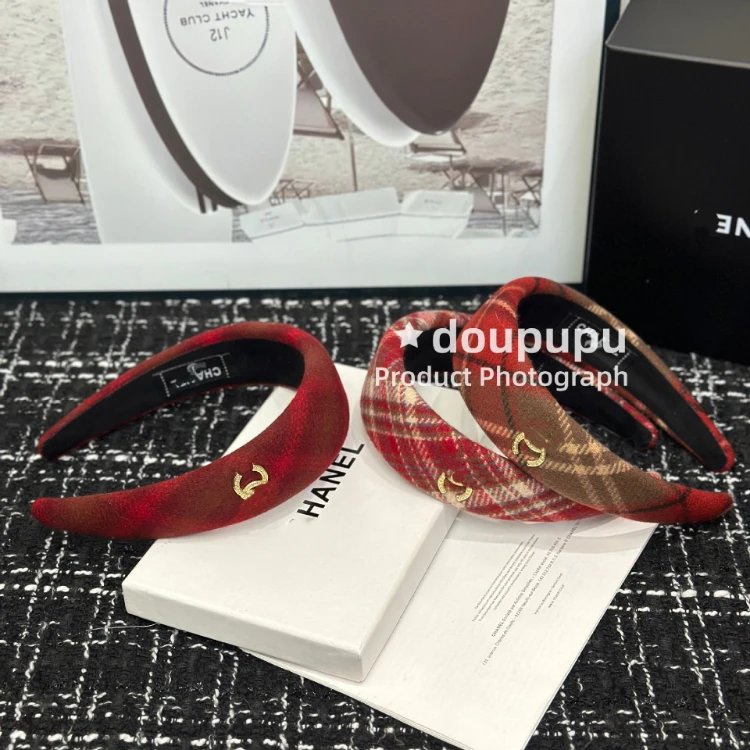 Chanel Uncategorized Plaid Padded Headband image 2