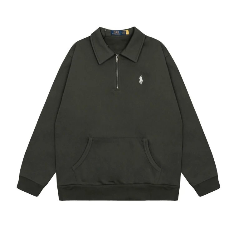 Polo Ralph Lauren Hoodies & Sweatshirts Half-Zip Collared Sweatshirt with Kangaroo Pocket and Embroidered Pony — Khaki