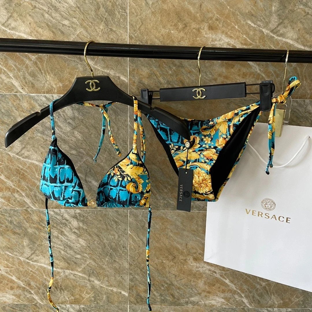 Versace Swimwear Two-Piece Triangle Bikini Set — 17