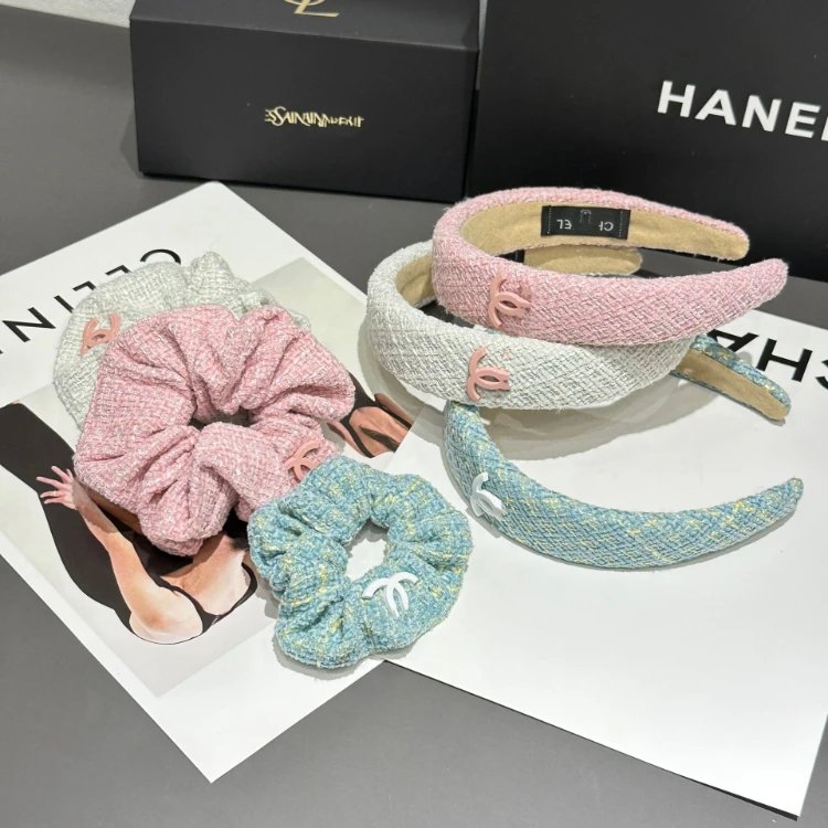 Chanel Tweed Headband & Scrunchie Set