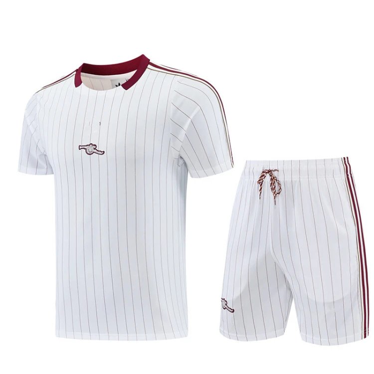 Unbranded Football Jerseys Short-Sleeve Jersey and Shorts Set — SKU-23-26 Arsenal White Short-Sleeve Set
