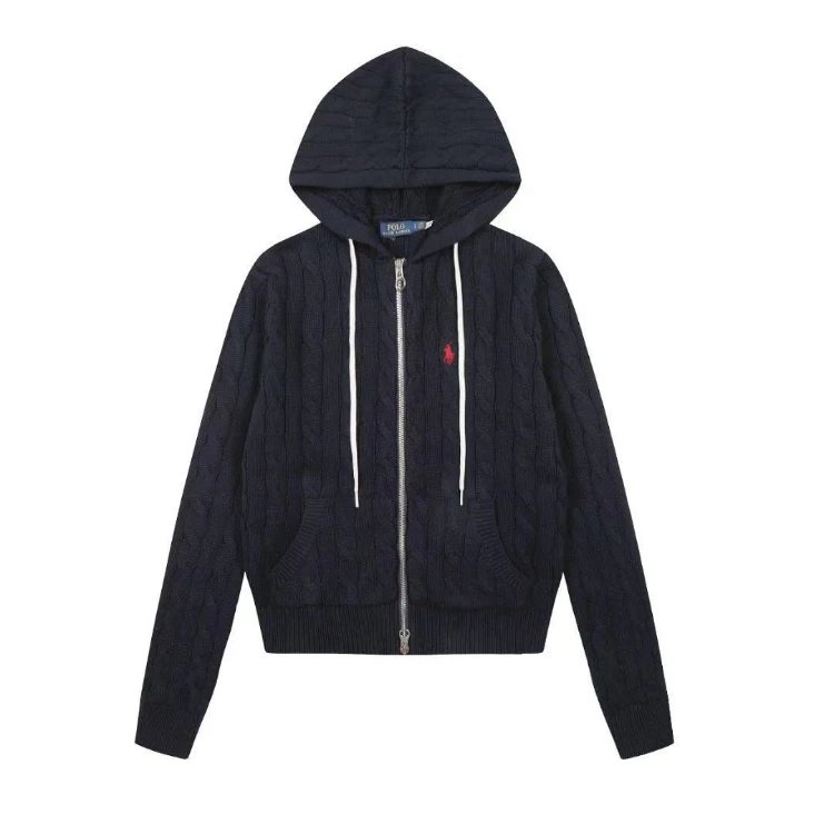 Polo Ralph Lauren Hoodies & Sweatshirts Cable-Knit Full-Zip Hooded Sweater — Navy Blue