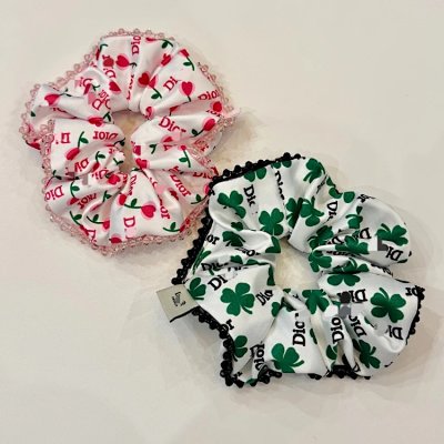 Dior Cherry & Clover Print Scrunchies