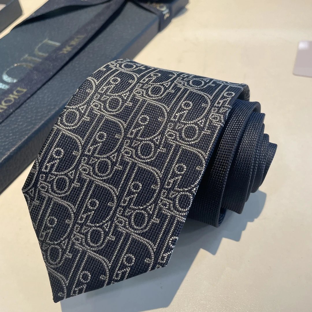 Dior Ties CD Diamond Pattern Tie — Royal blue
