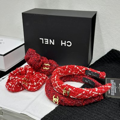 Chanel Tweed Bow Headband Set