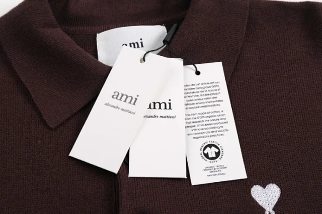 AMI Paris Knitwear de Cœur Polo Collar Knit Sweater product detail image 8