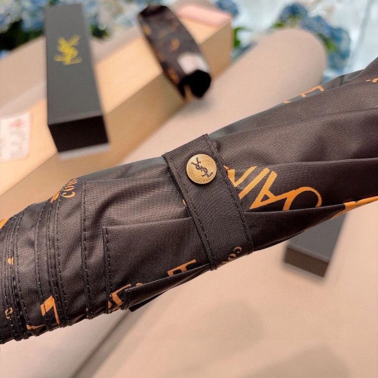 Yves Saint Laurent Uncategorized Three-Fold Automatic Folding Logo-Print Umbrella image 3