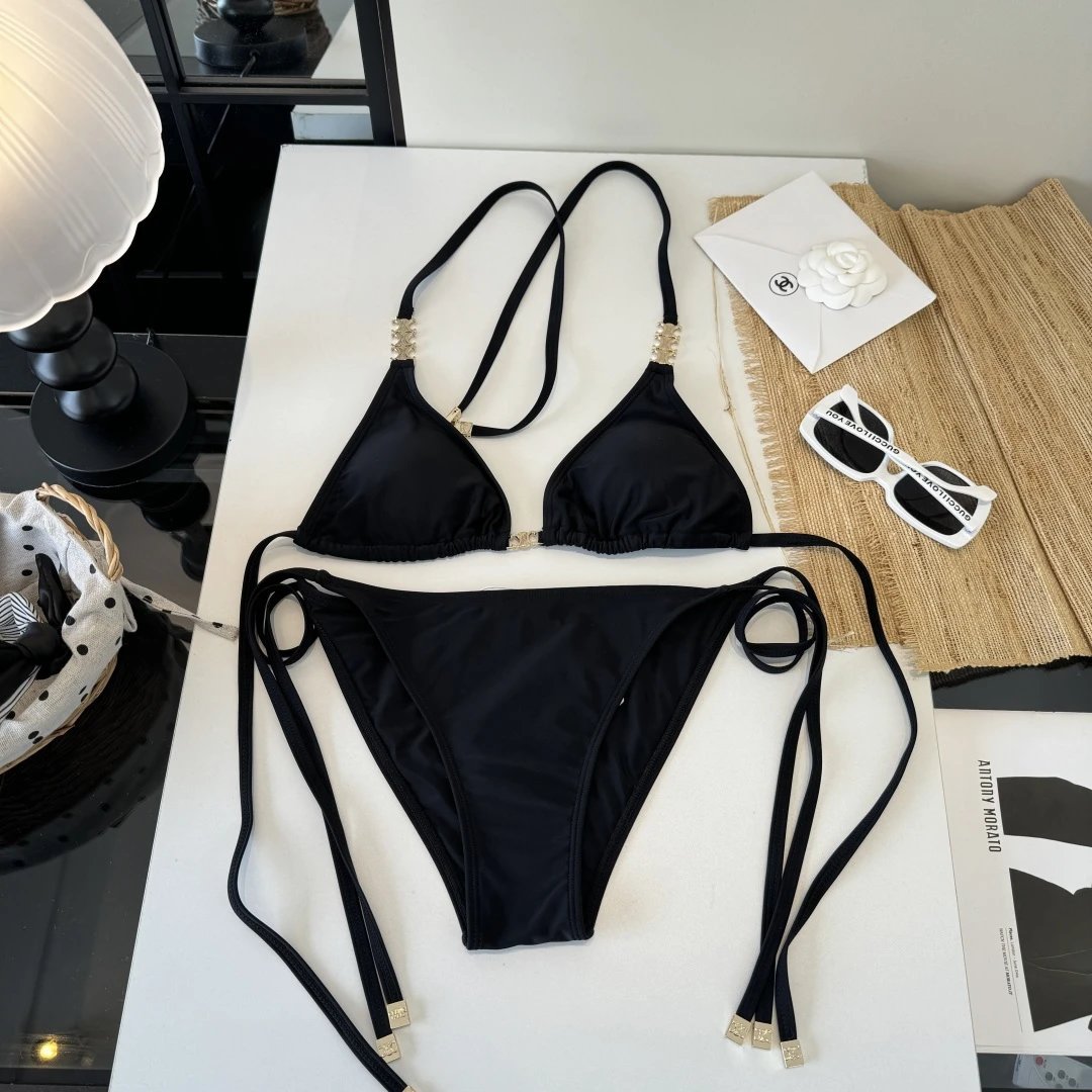 Celine Swimwear Triomphe triangle bikini set — Black 3