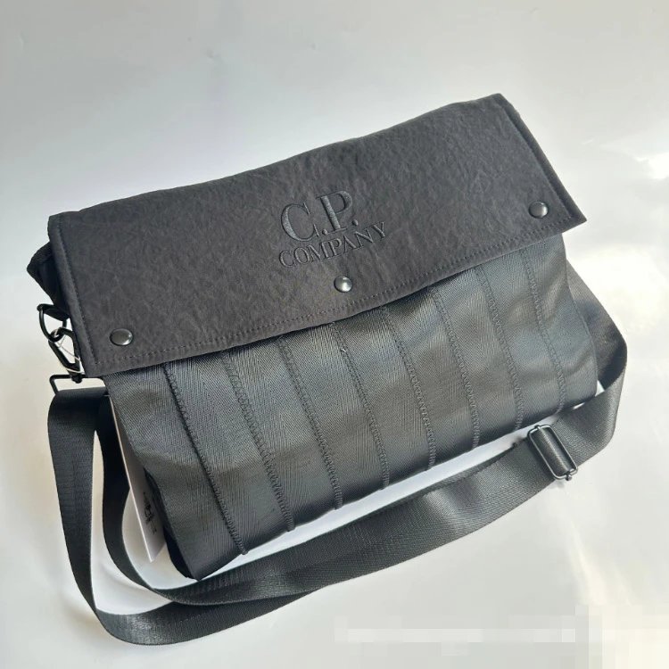 C.P. Company Crossbody Bags 6202 Flap Bag with Vertical Stitching — Black