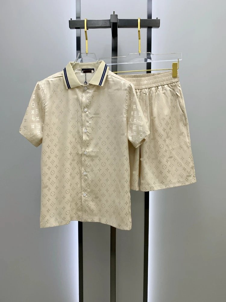 Louis Vuitton Matching Sets Monogram short-sleeve shirt and shorts set — SKU-02-011 Apricot Color