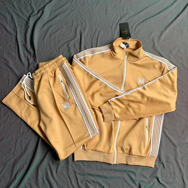 Needles Tracksuits N 248 striped embroidered zip-up tracksuit product detail image 6
