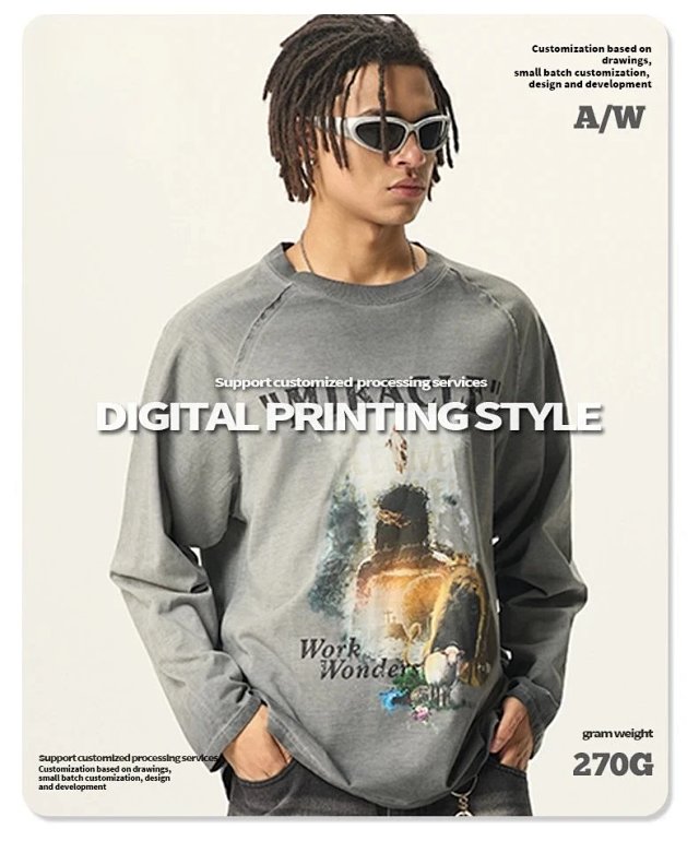270G Washed Graphic Long Sleeve Tee: seller detail photo 2