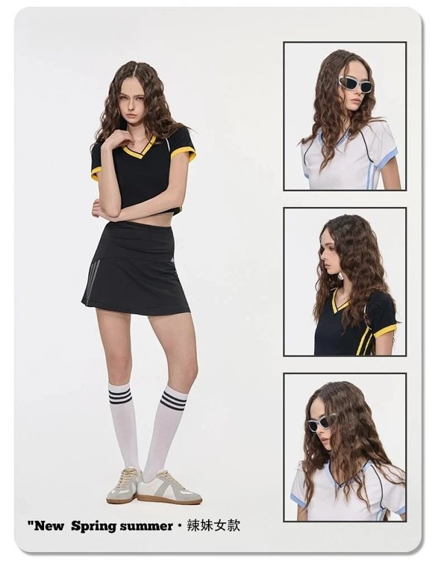 Women's Color Block Crop Tee: seller detail photo 2