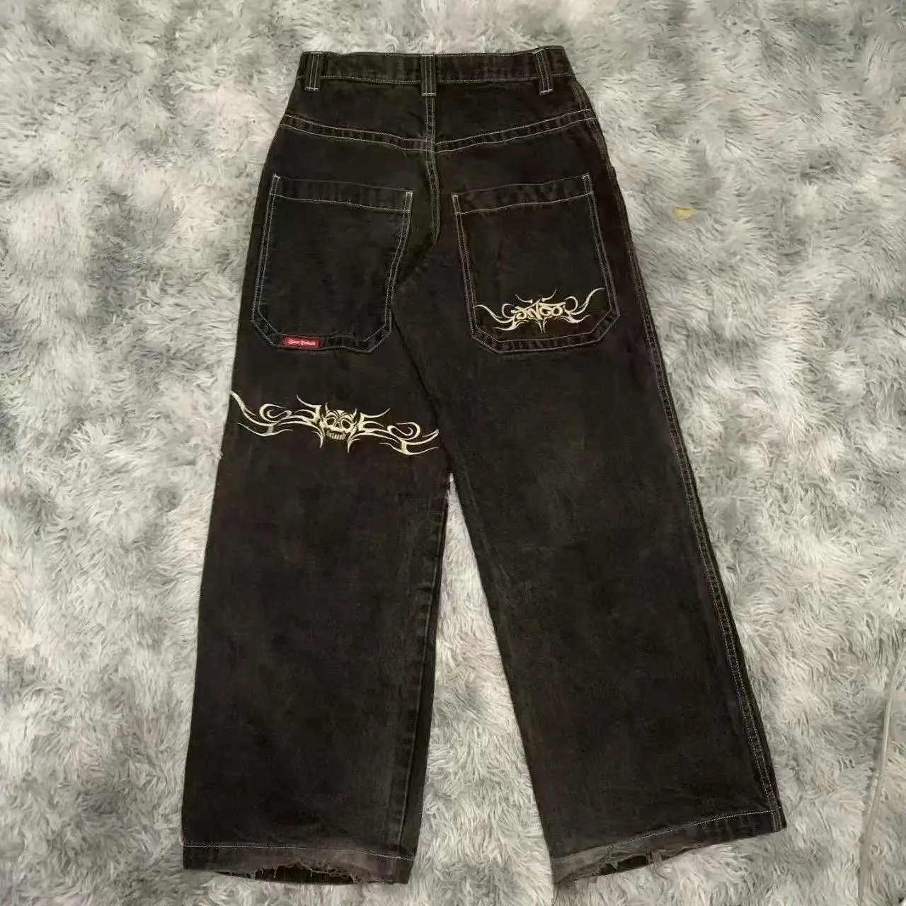 Unbranded Jeans Loose wide-leg graphic embroidered — 34