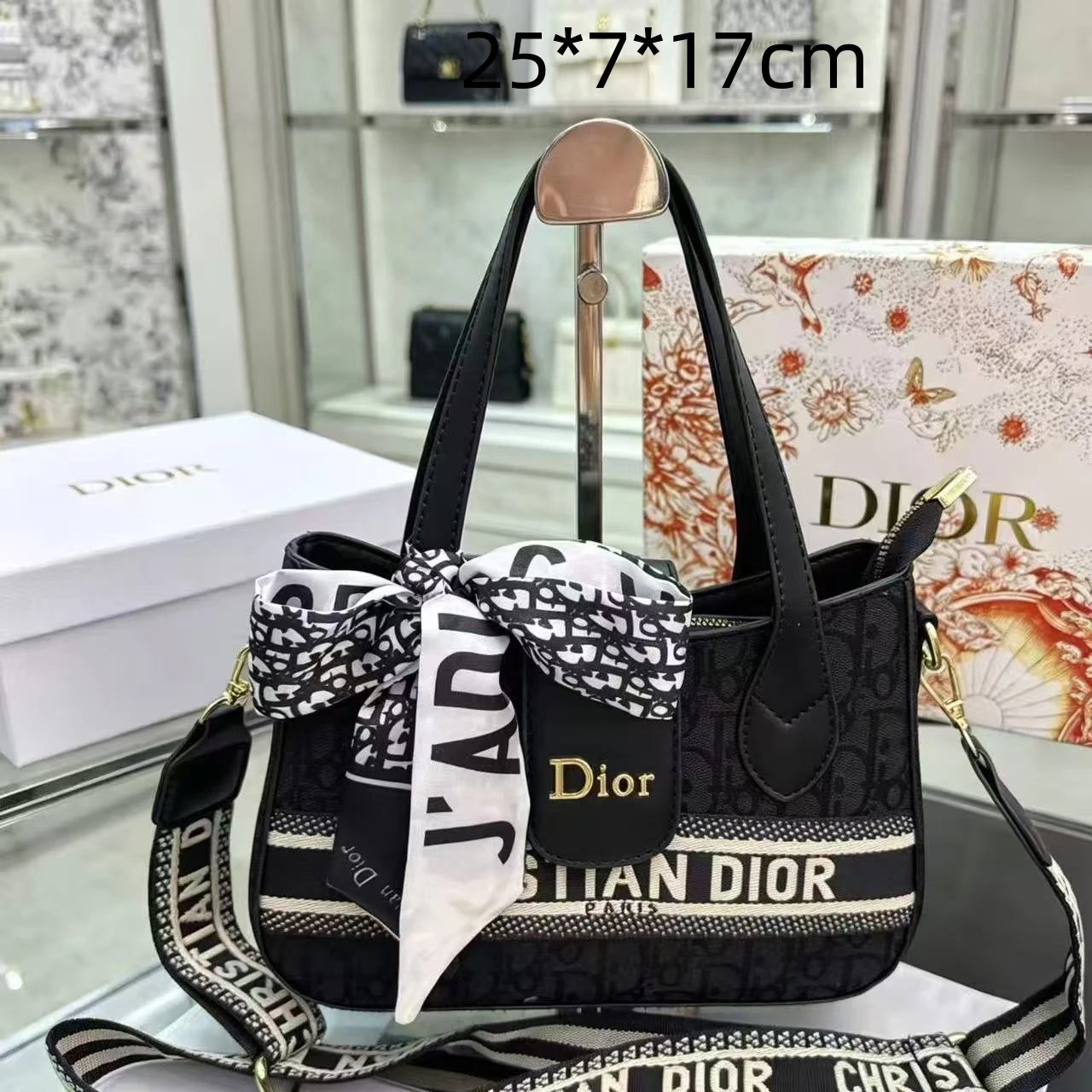 Dior Shoulder Bags Crescent Bag with Ruched Handle — 36