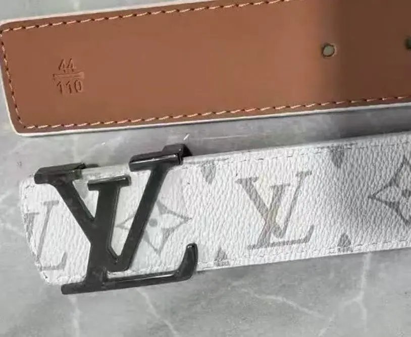 Louis Vuitton Belts LV Initiales buckle embossed monogram belt with contrast stripe — 16