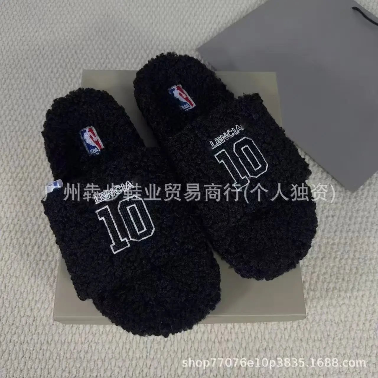 Balenciaga Slippers Teddy shearling logo slide — 12