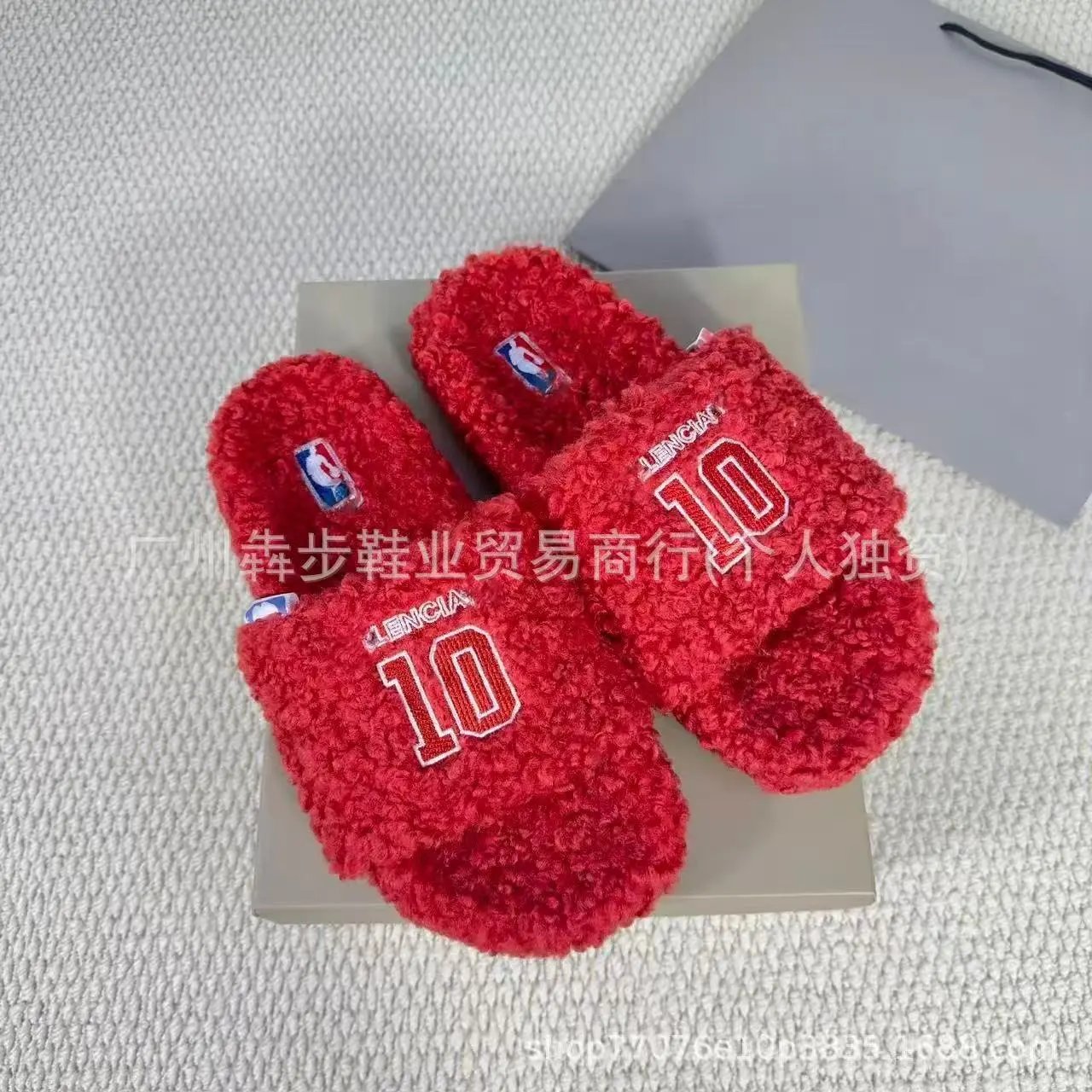 Balenciaga Slippers Teddy shearling logo slide — 13